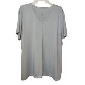 Real Essentials T-Shirt Womens 2X Light Gray V-Neck Activewear Short Sleeve Tee